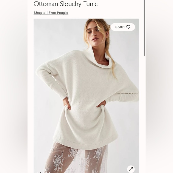 New Free People Ottoman Slouchy Tunic in Ecru (off white) (Size Small) - Picture 1 of 6